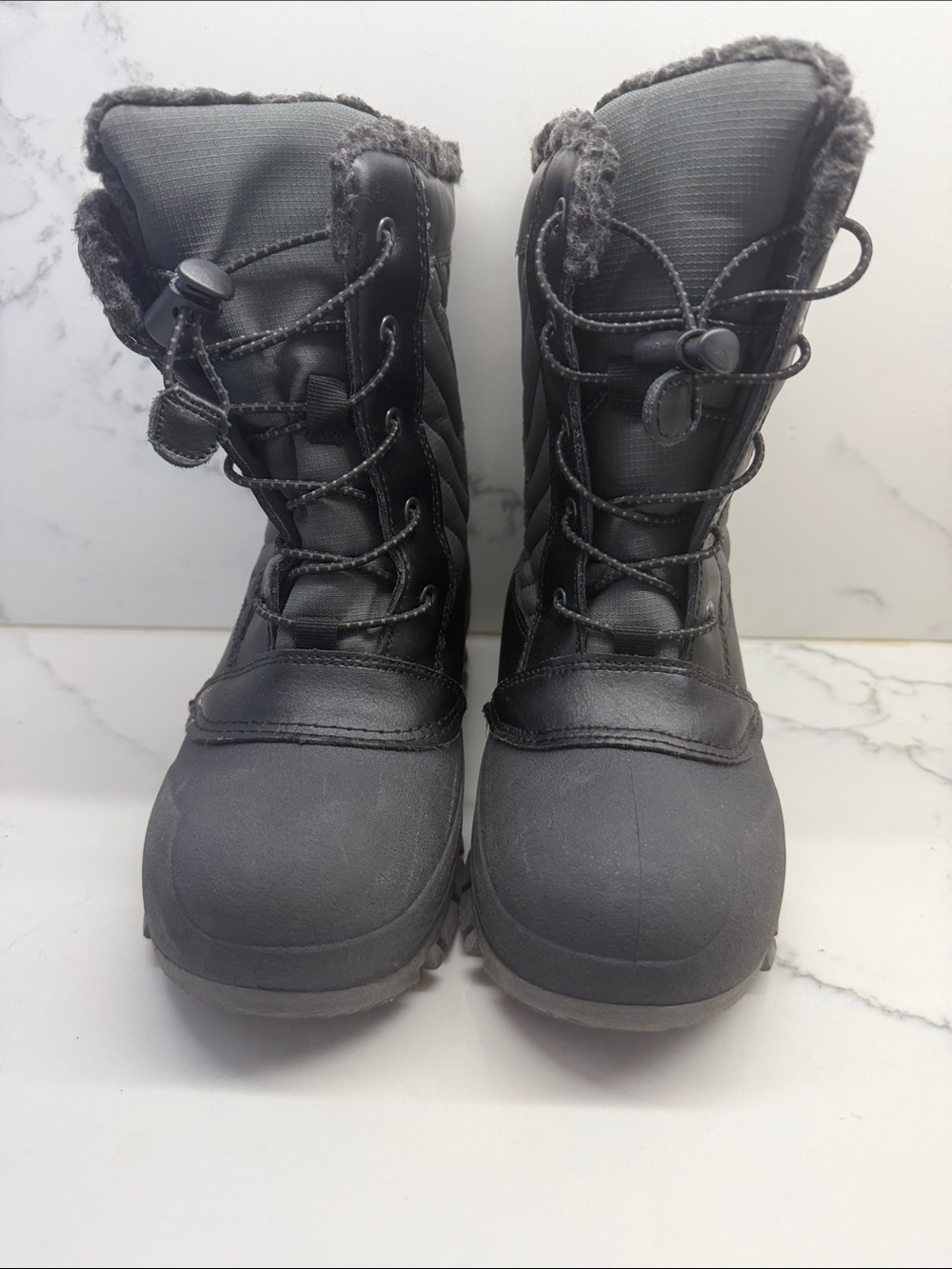 all in motion Black Kids Snow Boots with Faux Fur Trim